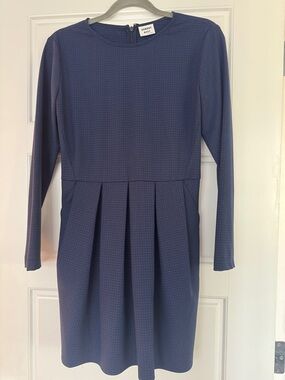 Sunday Best Blue Long-Sleeve Pleated Waist Dress
